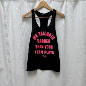 PINK VS Black Tank with Pink Text - We Tailgate Harder Than Your Team Plays